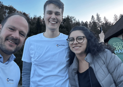 Christian Barte, Leon Weiser and Laura Betancourt supporting the team