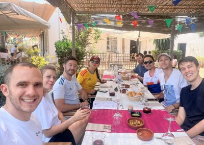 Lunch during a team event in May 2026.